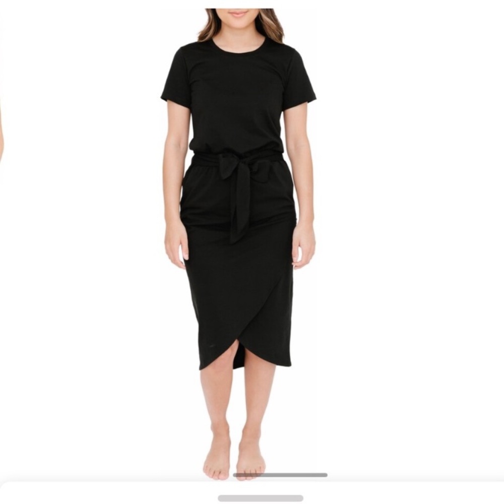 Smash + Tess Rebecca Short Sleeve Midi Wrap Dress Black 2X